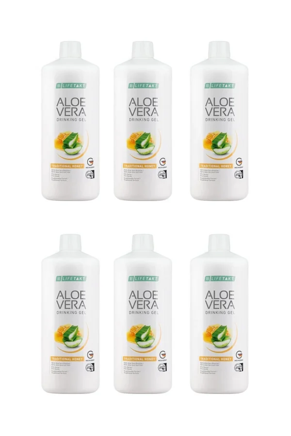 Aloe Vera Drinking Gel Traditionell mit Honig 6er Set